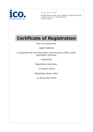 Registration Certificate Data Protection